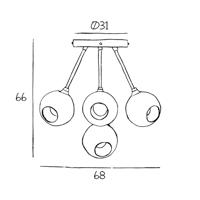 Stropné svietidlo Ballroom Molecule, biele, sklo, 5 svetiel