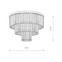 Stropné svietidlo Cristal, transparentné/čierne, Ø 56 cm