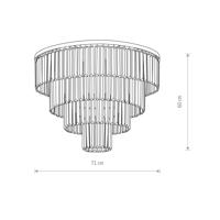 Stropné svietidlo Cristal, transparentné/čierne, Ø 71 cm