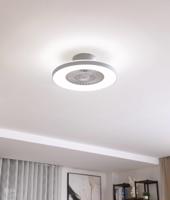 Stropný ventilátor Lindby Smart LED Paavo, sivý, tichý, Tuya