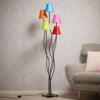 Textilná stojaca lampa Colori 5-plameňová pestrá