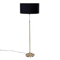 Vloerlamp goud met ovale velours kap zwart 50 cm - Parte