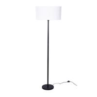 Vloerlamp wit met ovale linnen kap wit 50cm - Simplo