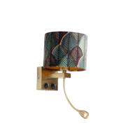 Wandlamp brons met velours lampenkap blad dessin met gouden binnenkant - Brescia Combi