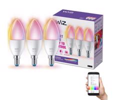 WiZ SADA 3xLED RGBW Stmievateľná žiarovka C37 E14/4,9W/230V 2200-6500K CRI90 Wi-Fi-WiZ