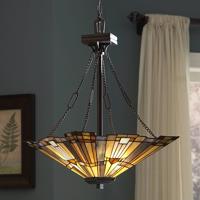 Závesná lampa Inglenook s farebným sklom, D 45 cm