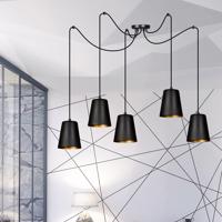 Závesná lampa Link s 5 tienidlami, čierna