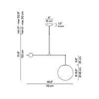 Závesná lampa Luceplan Malamata mosadz, 119 cm