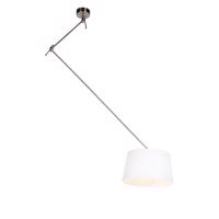 Závesná lampa s ľanovým tienidlom biela 35 cm - oceľ Blitz I