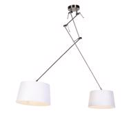 Závesná lampa s ľanovými odtieňmi biela 35 cm - oceľ Blitz II