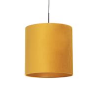 Závesná lampa s velúrovým odtieňom žltá so zlatom 40 cm - Combi